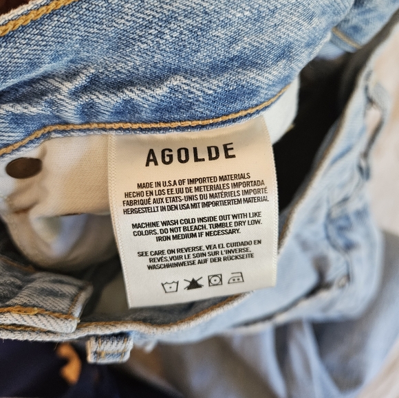 Agolde Riley Blue Distressed Jeans - Picture 6 of 8